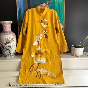 Golden Embroidered Women's Long Blouse L